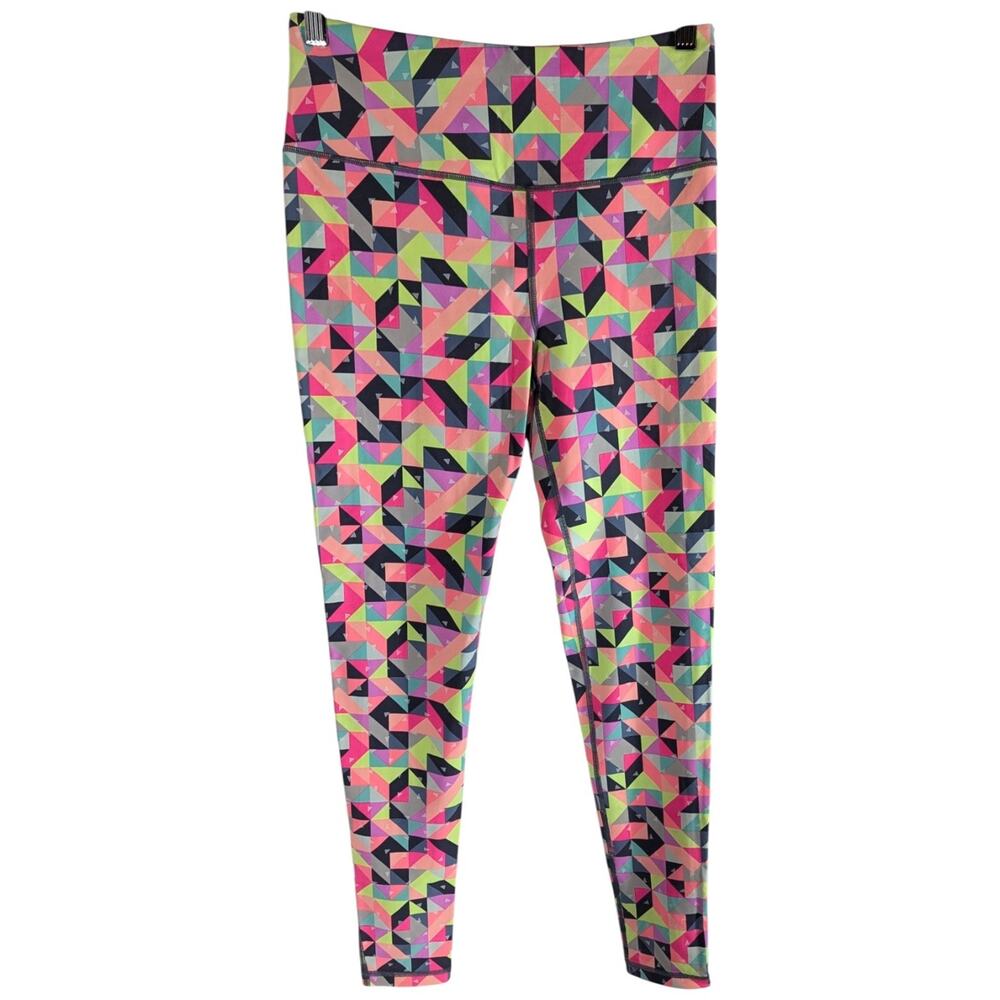 Victoria's Secret VSX Sport Yoga Pants Ankle Small Colorful Pink Green Triangles